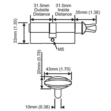Hoppe 90 degree Key Cylinder - 3442402